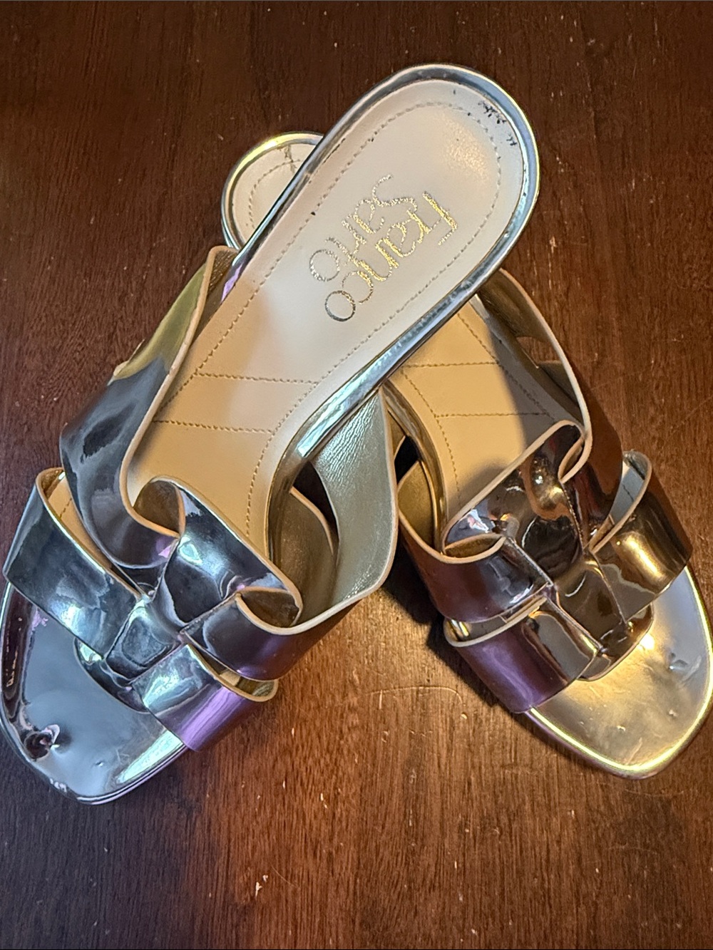 Franco Sarto Metallic Gold Slide Mules